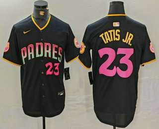 Mens San Diego Padres #23 Fernando Tatis Jr Number Black 20th Anniversary Cool Base Stitched Jersey->san diego padres->MLB Jersey